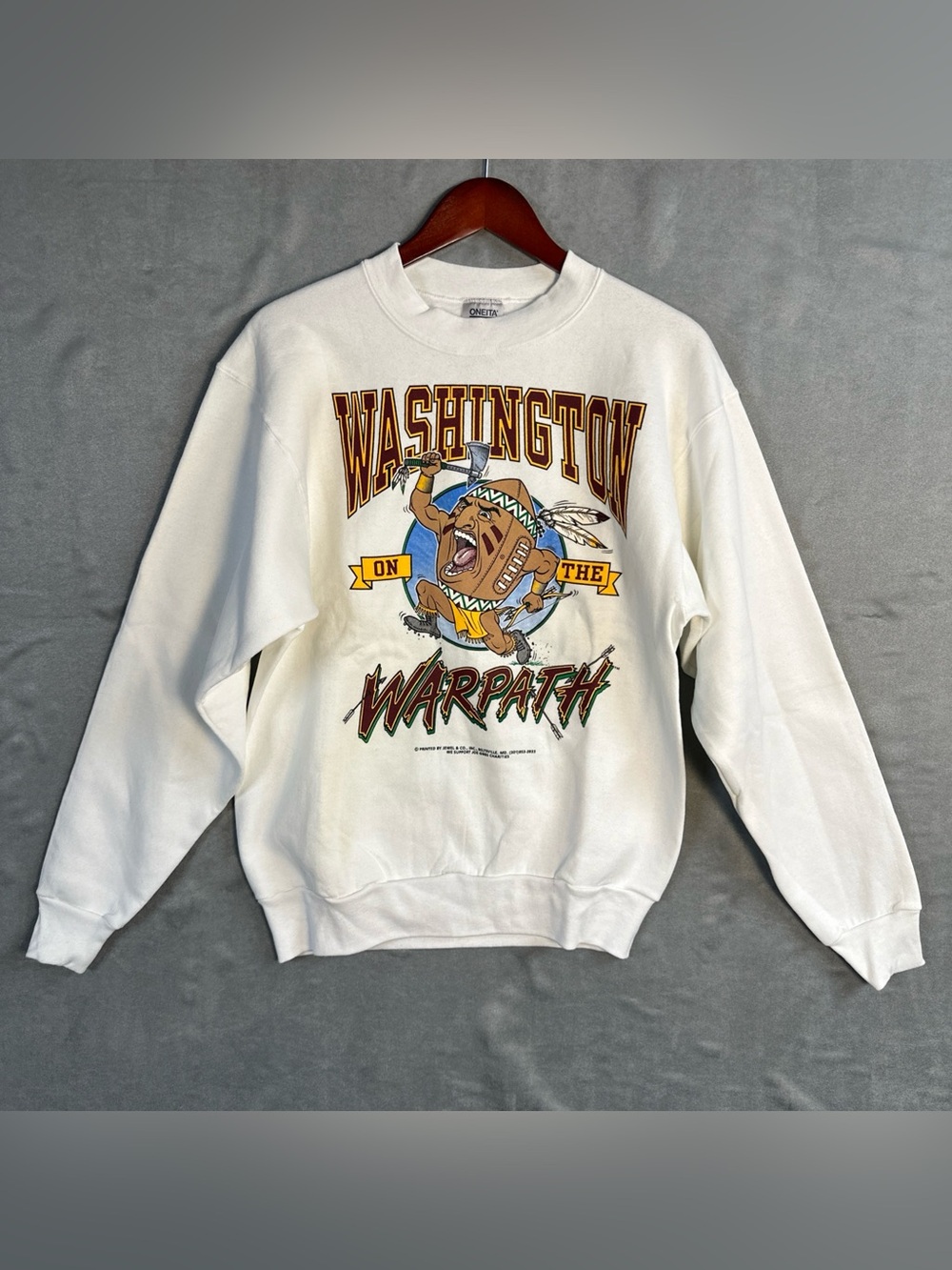 Vintage 90s Washington Redskins Warpath Sweatshirt USA Oneita Mens XL White